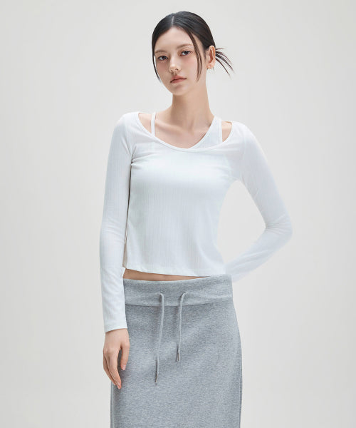 MIXXO MIXXO T-Shirt Layered Ribbed Long Sleeve