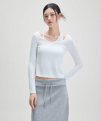 MIXXO T-Shirt Layered Ribbed Long Sleeve