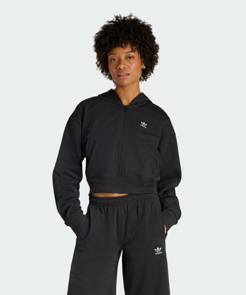 ADIDAS ADIDAS Essential French Terry Crop Zipper Hoodie - Black