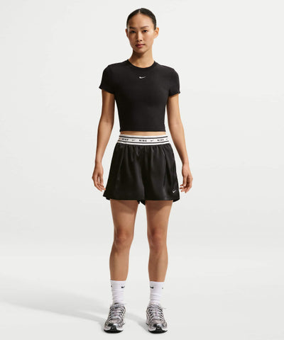 NIKE Sportswear Loose Fit Mid-Rise Satin Shorts - Black