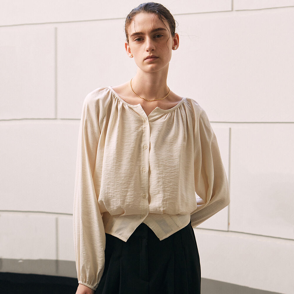 YAN 13 for women PIN TUCK SHIRRING BLOUSE_5COLOR