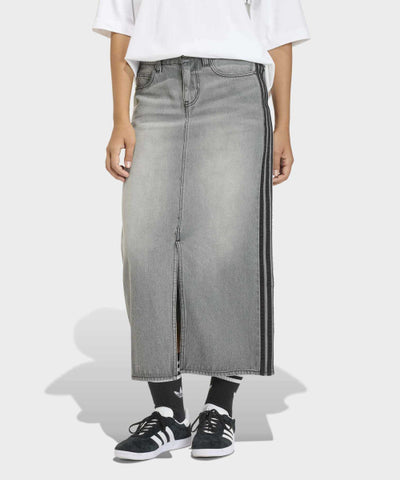 ADIDAS 3-Stripe Pencil Denim Skirt - Washed Gray Denim