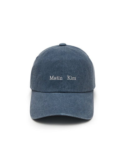 MATIN KIM Mini Classic Logo Ball Cap in Smoke Blue