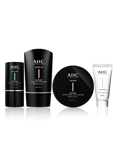 AHC Masters Jelly Sun Stick 14g + Tone-Up Sun Serum 50ml + Tinted Sun Cushion 15g