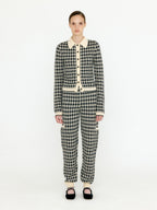EENK EENK VINK Gingham Check Knit Shirt - Black/Ivory