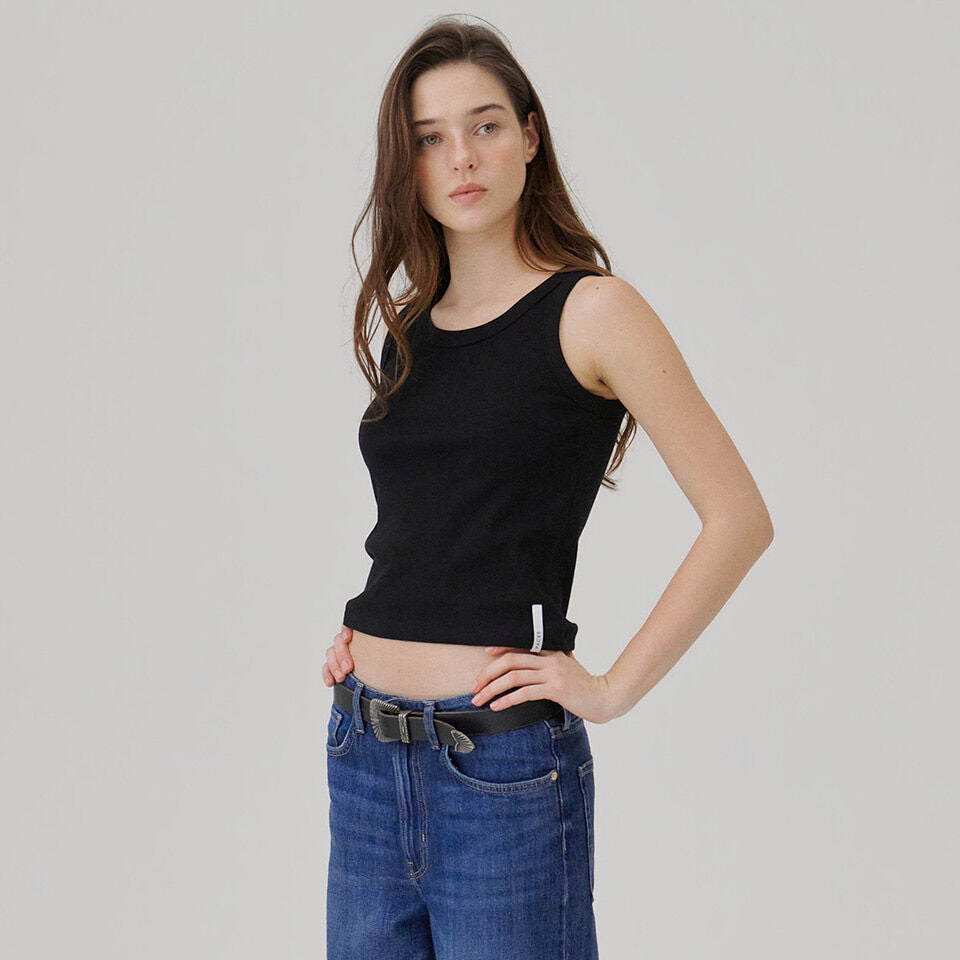 WAVE UNION Binding Rib Sleeveless top Black