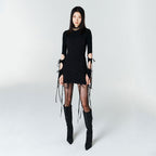 YCH LACE-UP DETAILED DRESS BLACK (F23DJ604BK)