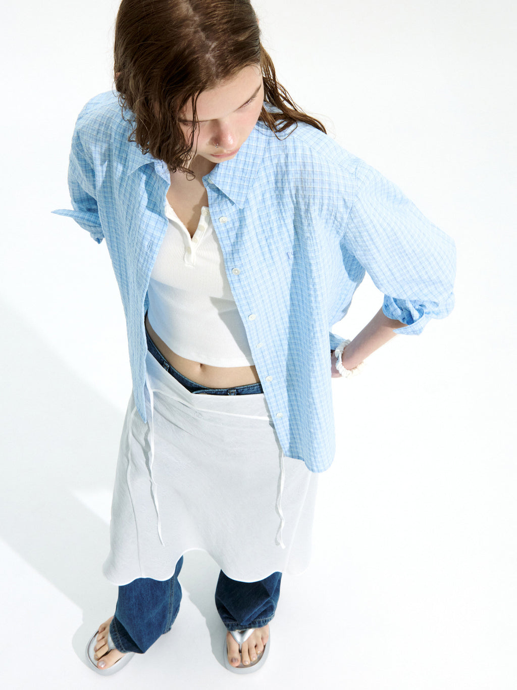 LOW CLASSIC Lc CHECKED REGULAR-FIT SHIRT_SOFT BLUE_LC252SH06B2