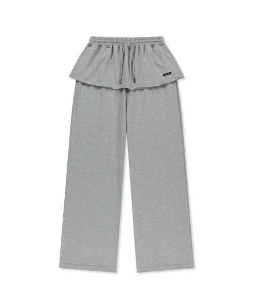 MATIN KIM MATIN KIM Layered Skirt Jersey Pants in Grey