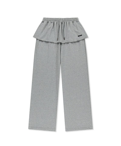 MATIN KIM Layered Skirt Jersey Pants in Grey