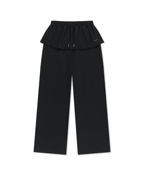 MATIN KIM MATIN KIM Layered Skirt Jersey Pants in Black