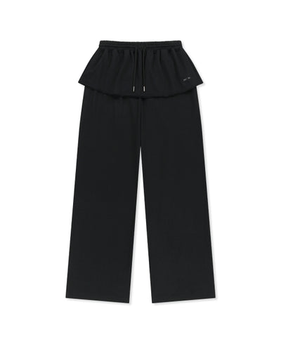 MATIN KIM Layered Skirt Jersey Pants in Black