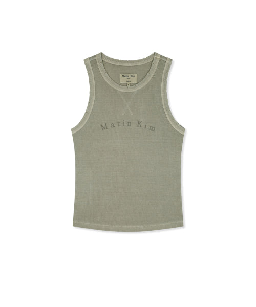 MATIN KIM MATIN KIM Distressed Sleeveless Logo Top