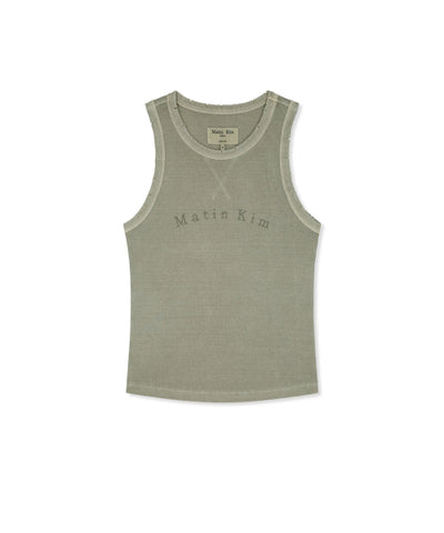 MATIN KIM Distressed Sleeveless Logo Top
