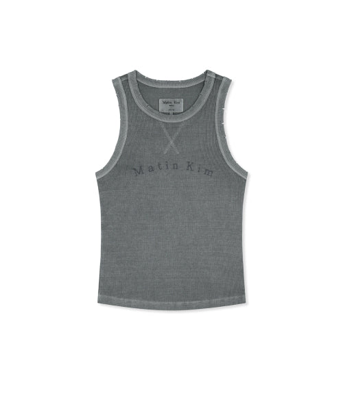 MATIN KIM MATIN KIM Distressed Sleeveless Logo Top