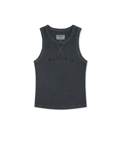 MATIN KIM MATIN KIM Distressed Sleeveless Logo Top