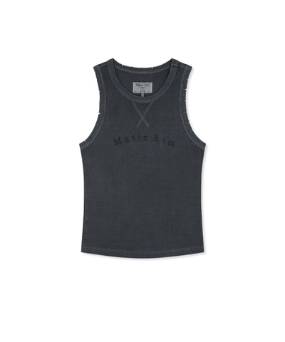 MATIN KIM Distressed Sleeveless Logo Top