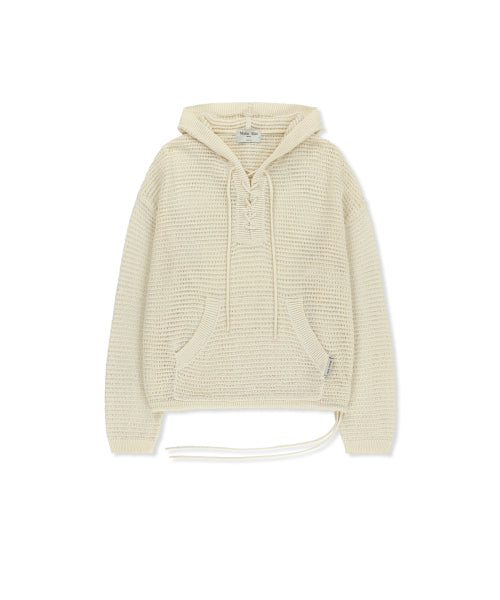 MATIN KIM MATIN KIM Oversized Mesh Knit Hoodie