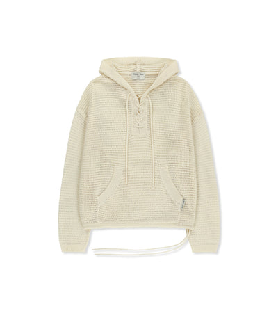 MATIN KIM Oversized Mesh Knit Hoodie