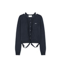 MATIN KIM MATIN KIM STRING DETAIL KNIT CARDIGAN in Dark Navy