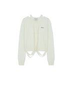 MATIN KIM MATIN KIM STRING DETAIL KNIT CARDIGAN in Cream