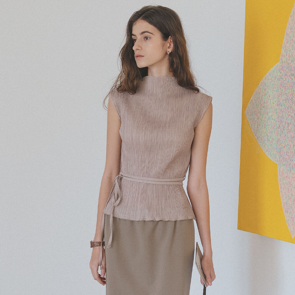 TILLIDIE Tension sleeveless t-shirt [TISU06TS03]_Beige