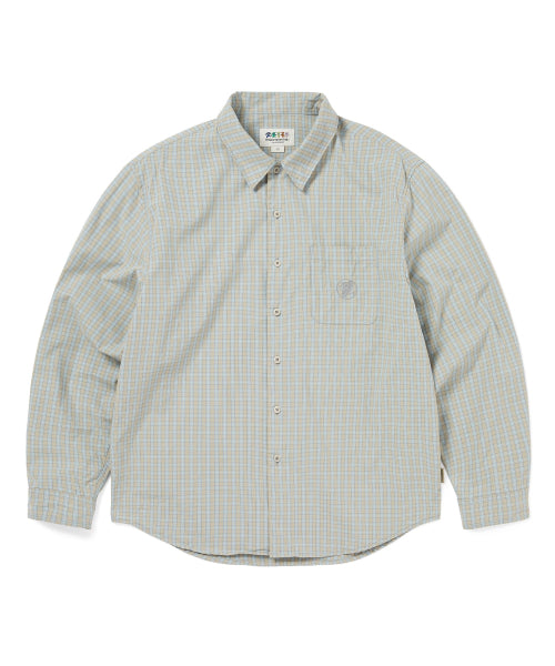 THISISNEVERTHAT THISISNEVERTHAT GD Lightning Bear Check Shirt Light Blue