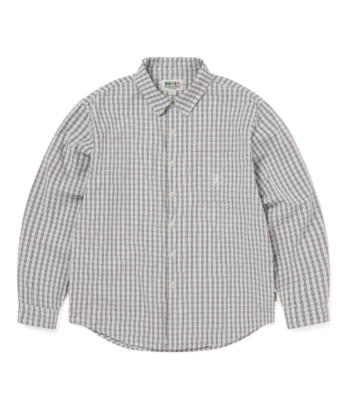THISISNEVERTHAT THISISNEVERTHAT GD Lightning Bear Check Shirt Off White