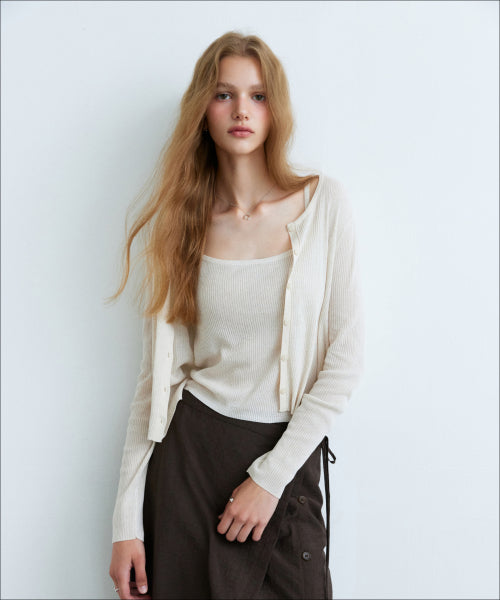 MIXXO MIXXO Knitwear Linen Ribbed Tank Top