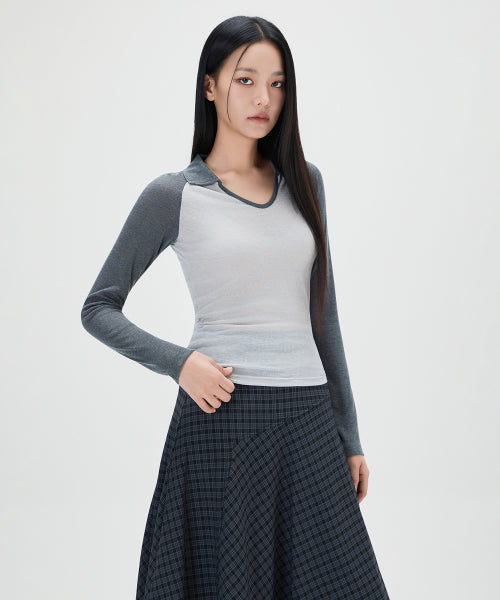 MIXXO MIXXO T-Shirt Collar Neck Long Sleeve C