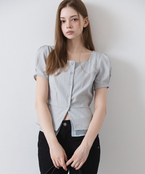 MIXXO MIXXO Square Neck Peplum Blouse C