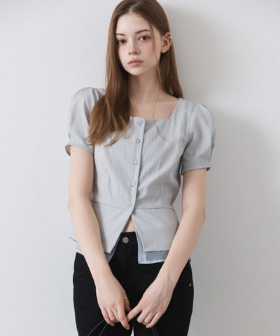 MIXXO Square Neck Peplum Blouse C