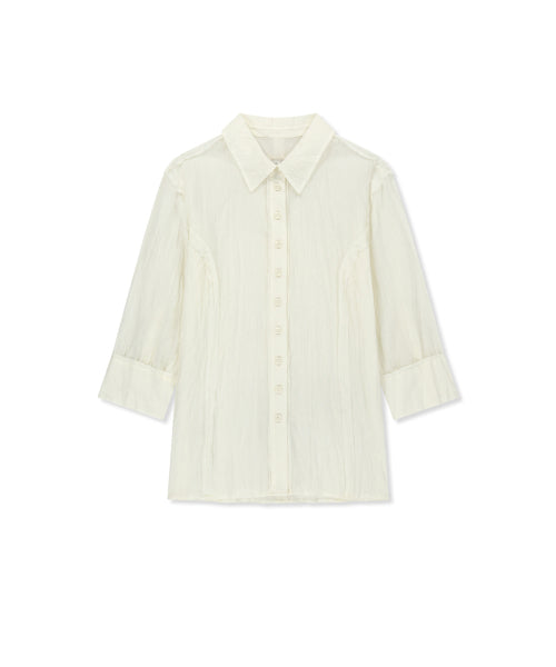 MATIN KIM MATIN KIM RAW EDGE CRINKLE BLOUSE Cream