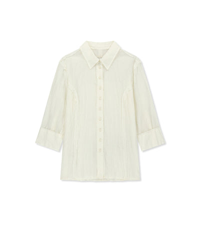 MATIN KIM RAW EDGE CRINKLE BLOUSE Cream