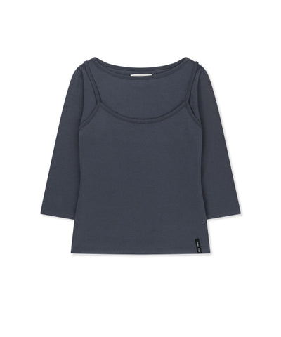 MATIN KIM T-Shirt Layered Set in Smoke Blue