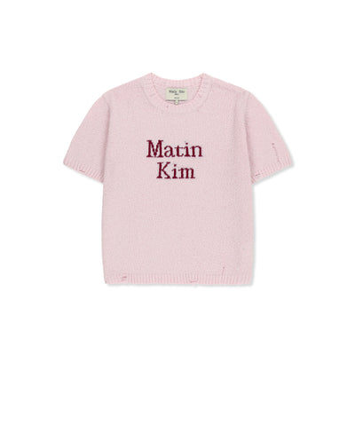 MATIN KIM Half Sleeve Logo Pullover Women in Pink