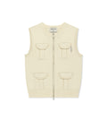 MATIN KIM MATIN KIM Pocket Washed Knit Vest in Light Beige