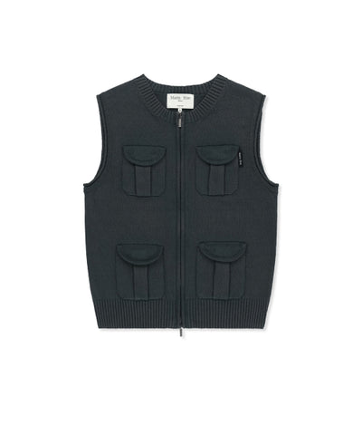 MATIN KIM Pocket Washed Knit Vest