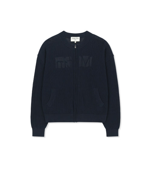 MATIN KIM MATIN KIM Back Logo Jacquard Mesh Knit Zip Up - Size S/M/L