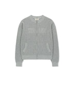 MATIN KIM MATIN KIM Back Logo Jacquard Mesh Knit Zip Up - Light Grey