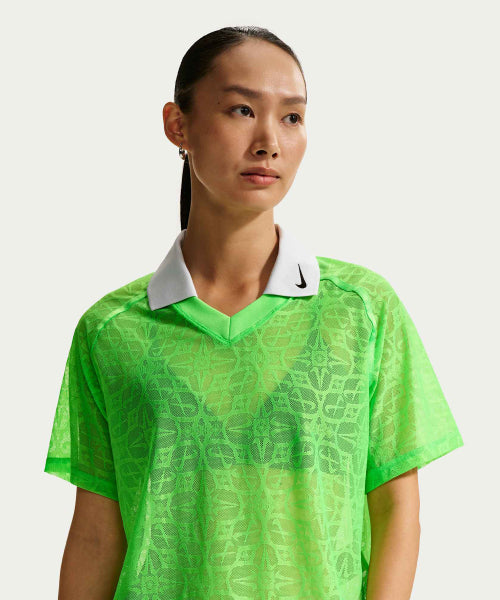 NIKE NIKE T-Shirt Loose Lace Polo Jersey Top - Green Strike