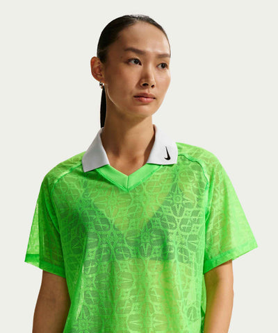 NIKE T-Shirt Loose Lace Polo Jersey Top - Green Strike