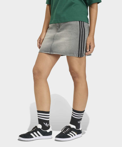ADIDAS 3-Stripe Denim Skirt - Washed Gray Denim