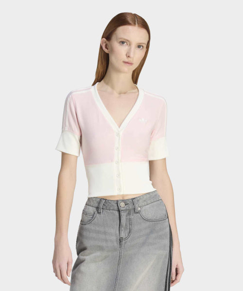 ADIDAS ADIDAS Button Detail Check V-neck Shirt - Sandy Pink