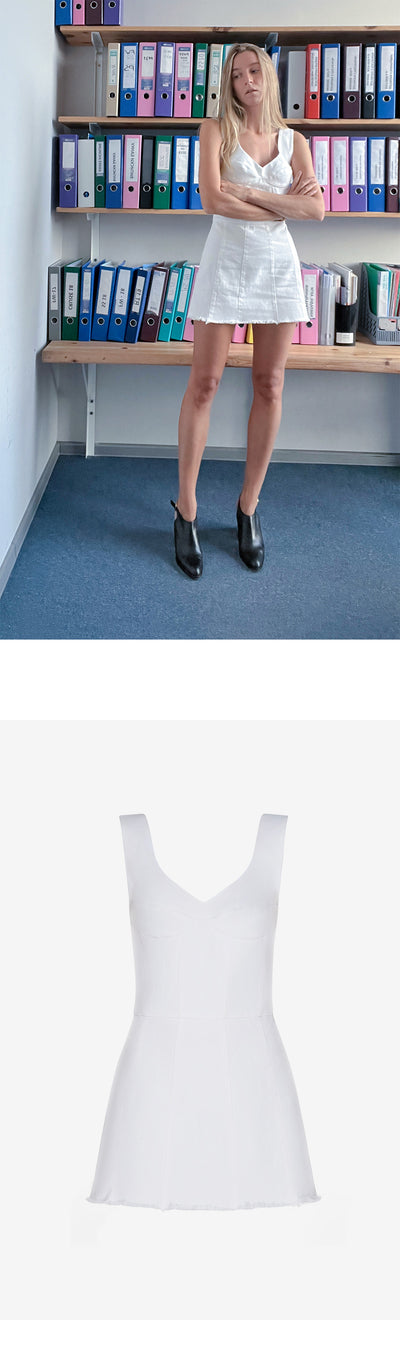 (W) Ksenia Schneider REWORKED DENIM COREST mini dress - White (KS2032SS23)