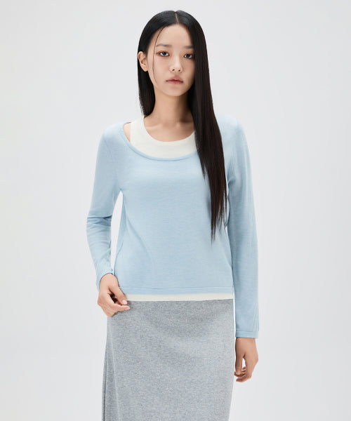 MIXXO MIXXO Two-tone Layered Knit Sweater