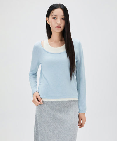 MIXXO Two-tone Layered Knit Sweater