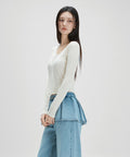 MIXXO MIXXO T-Shirt Lace-up Cut-out Long Sleeve