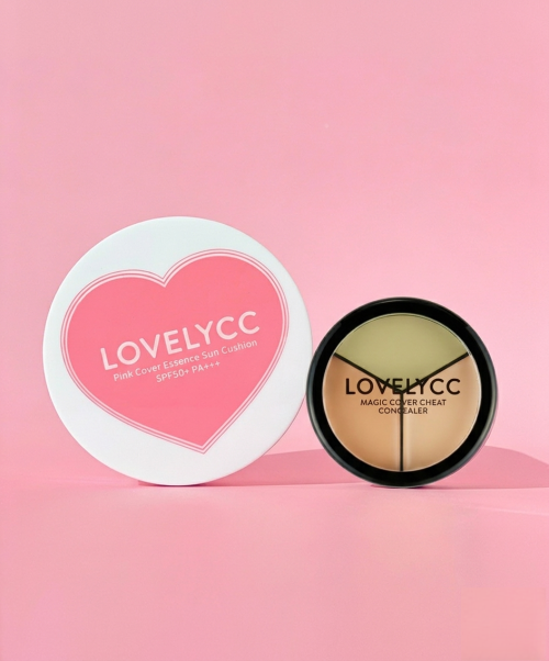 LOVELYCC LOVELYCC Pink Tone Up Cover Essence Sun Cushion 15g SPF50+