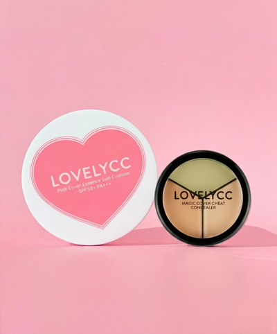 LOVELYCC Pink Tone Up Cover Essence Sun Cushion 15g SPF50+